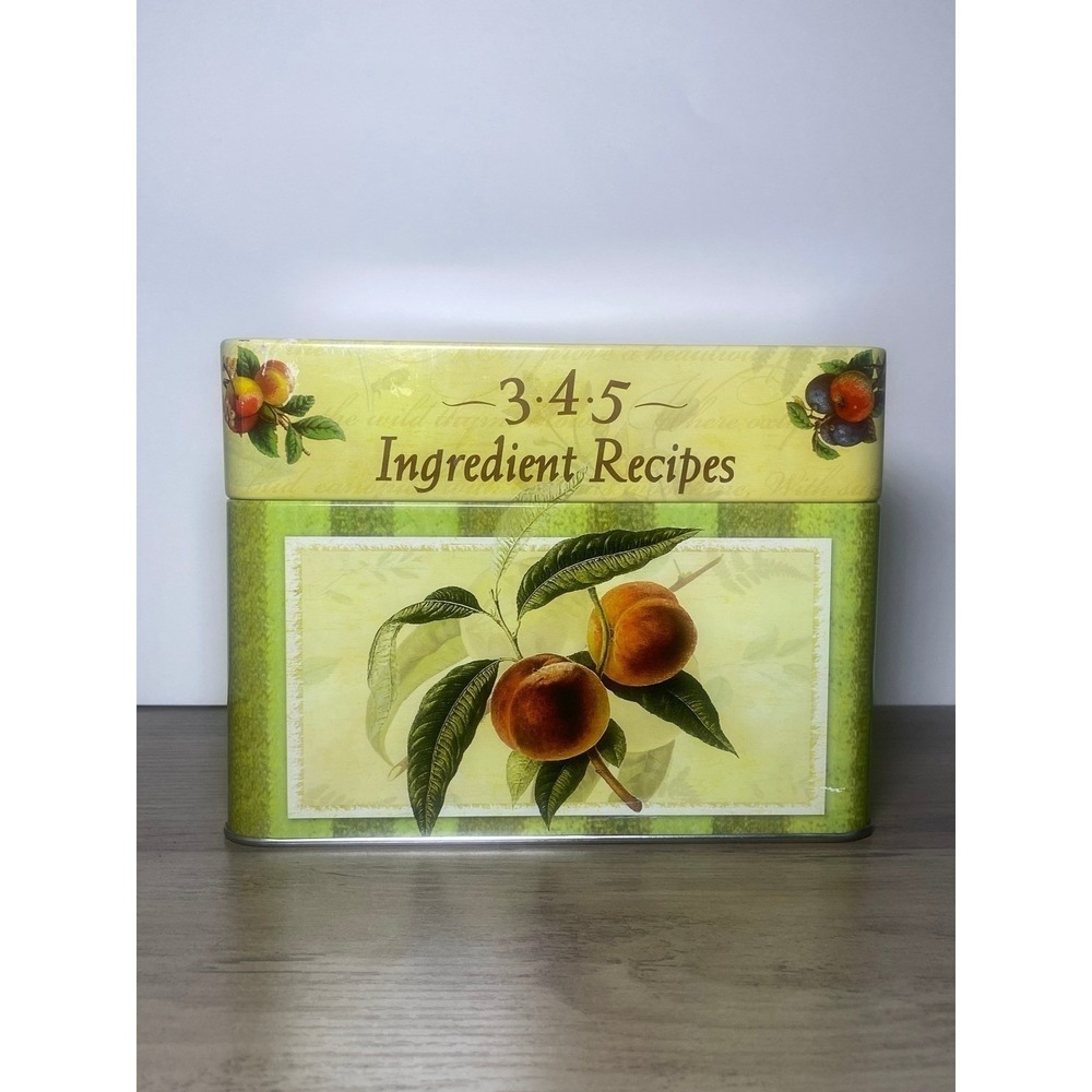 Vintage Country Style Metal Tin Recipes Storage Container Kitchen 5"H,4"W,6.75"L